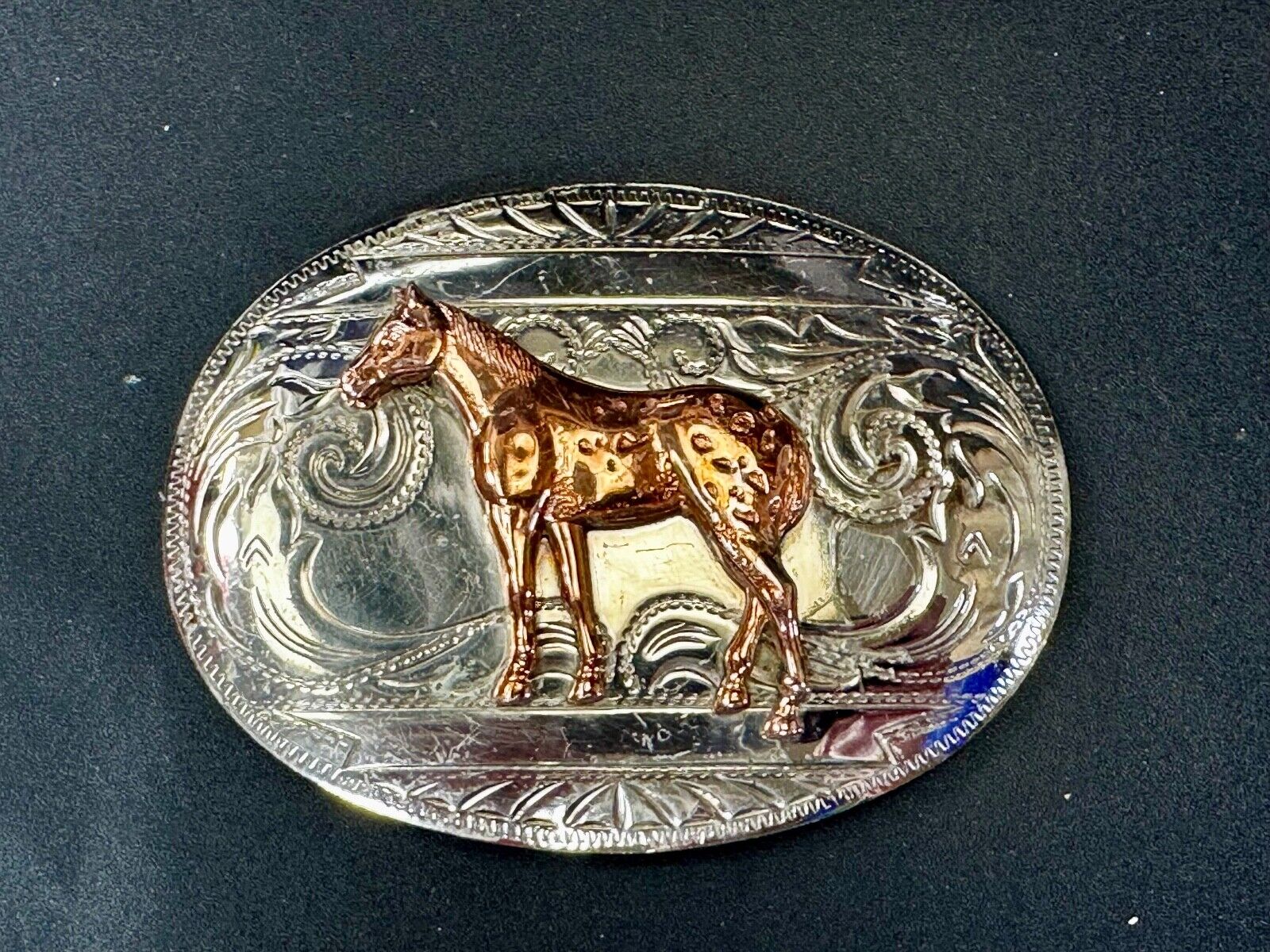 Vintage Horse Trophy With blank Award Nickel Silver Belt Buckle by BELL