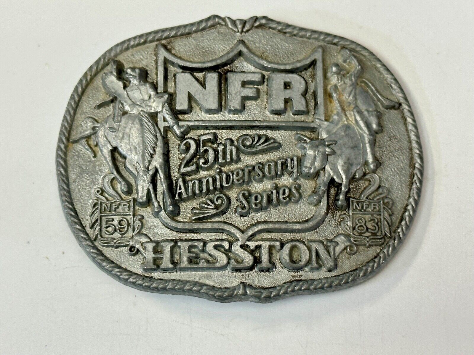 1983 Hesston National Finals Rodeo 25th Anniversary Adult Collectors Belt Buckle