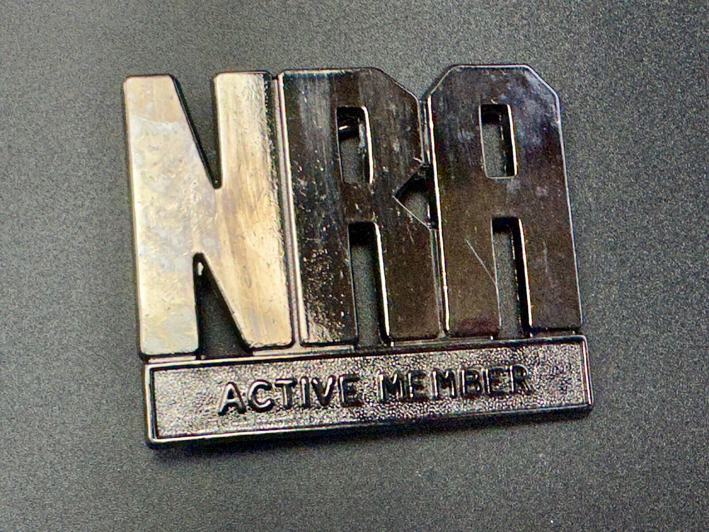 Vintage 1980's NRA Active Member Black Belt Buckle National Rifle Association