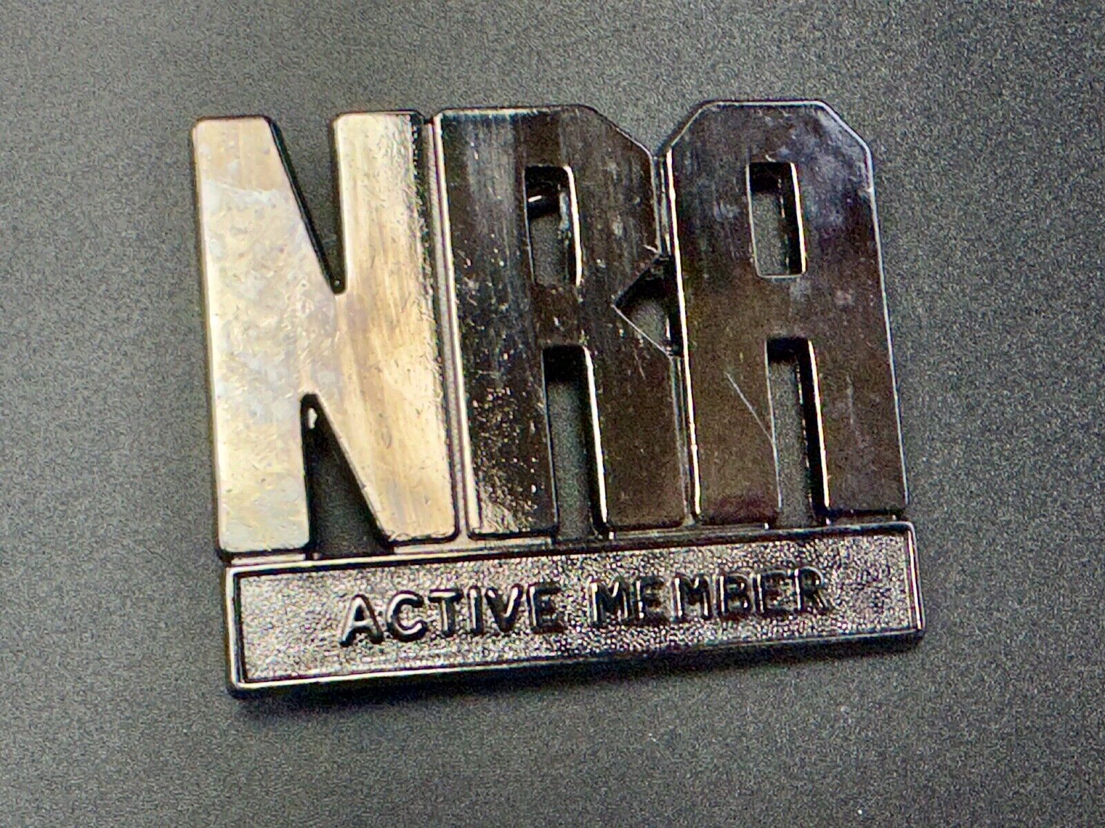 Vintage 1980's NRA Active Member Black Belt Buckle National Rifle Association