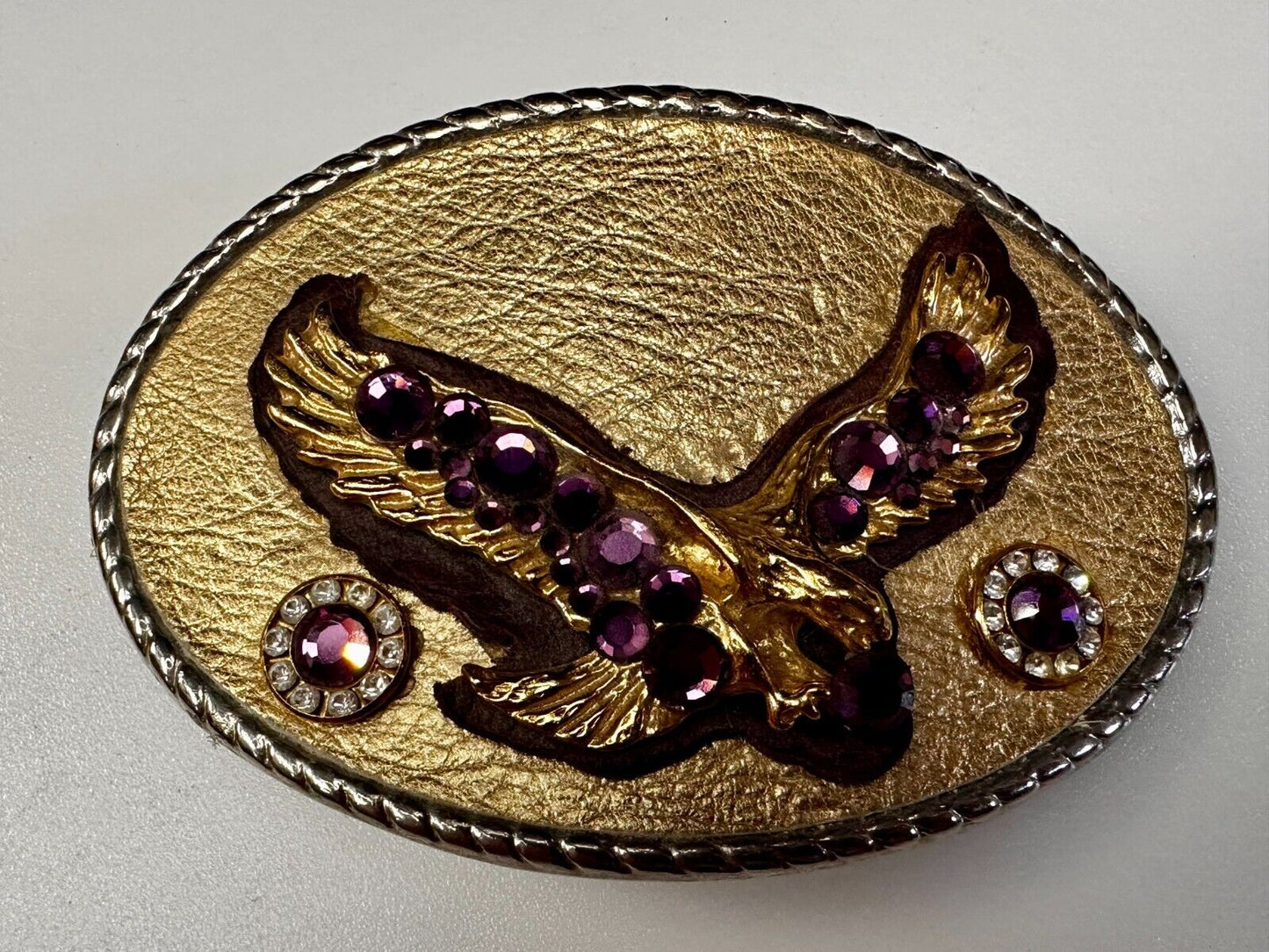 American Eagle Purple Crystal Studded Patriotic Belt Buckle by Michelle Monroe