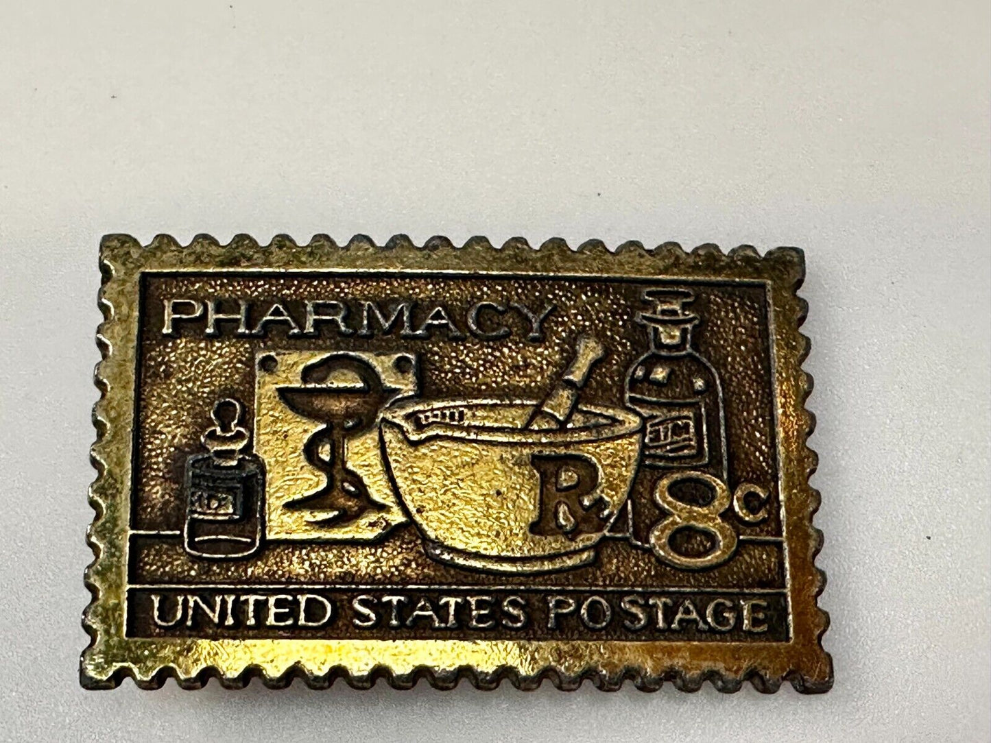 United States Postage Stamp Pharmacy Rx 8 Cent Pharmacist Belt Buckle