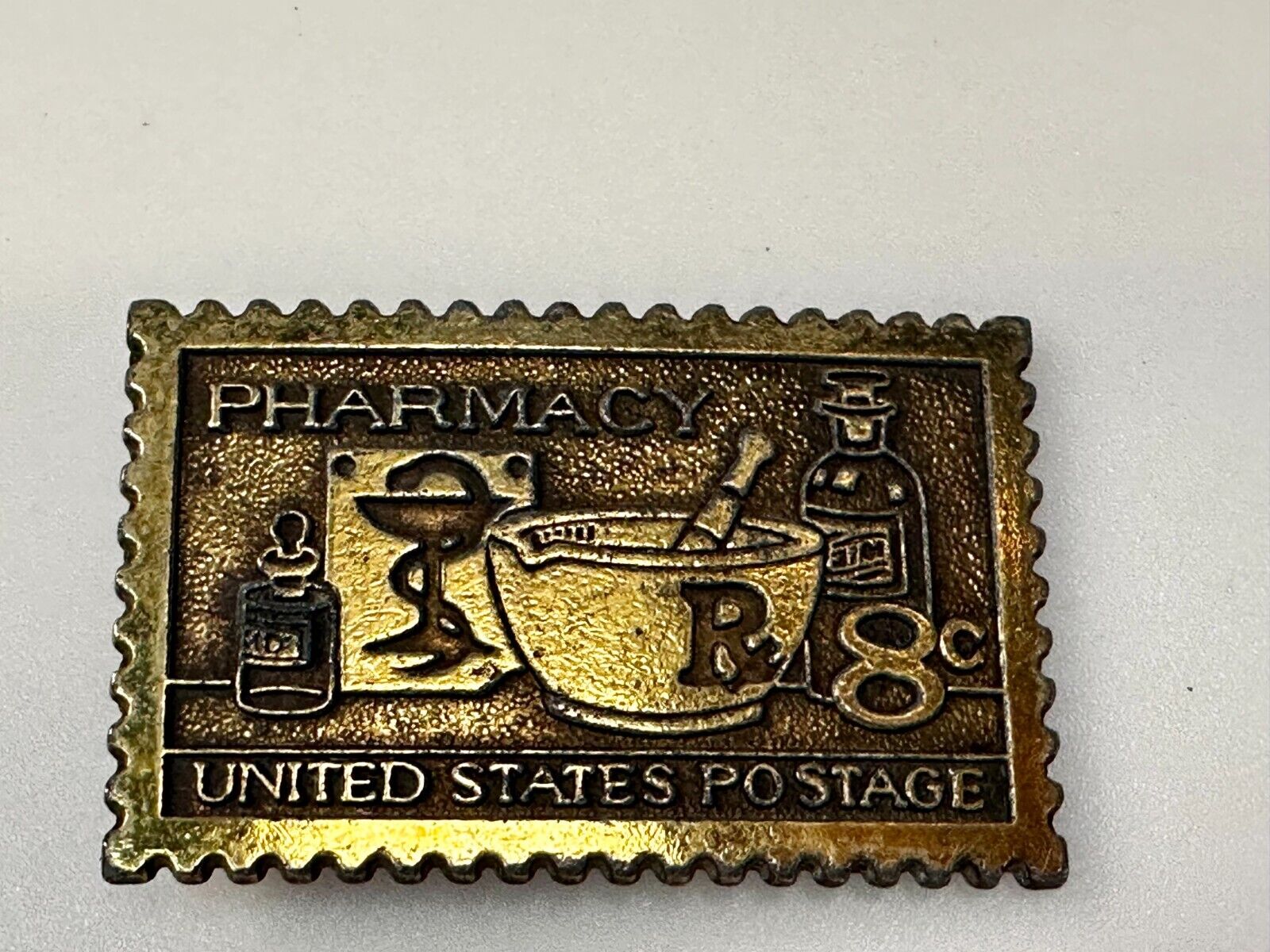 United States Postage Stamp Pharmacy Rx 8 Cent Pharmacist Belt Buckle