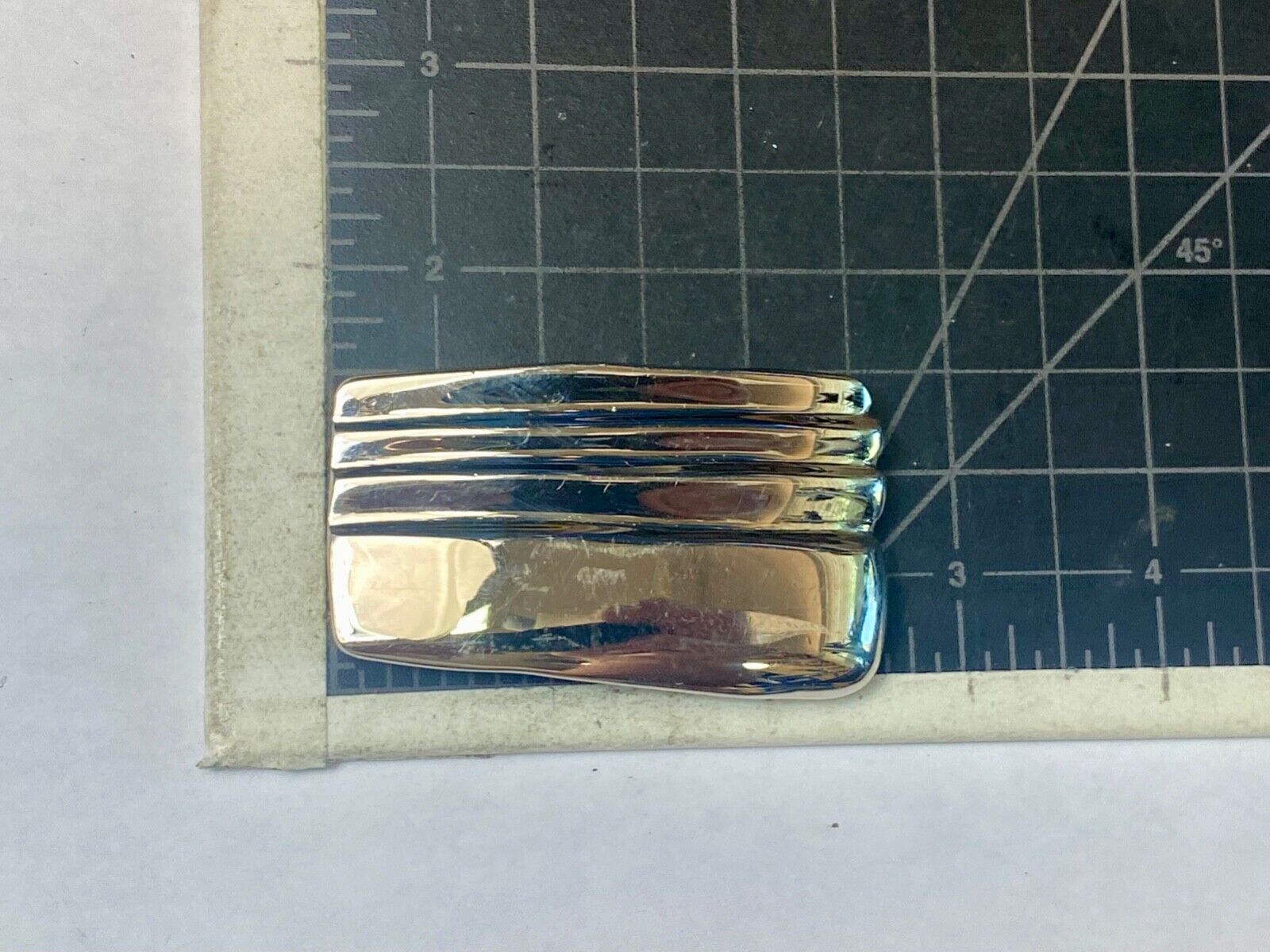 1982 Kathy young signed solid brass chrome color abstract art belt buckle