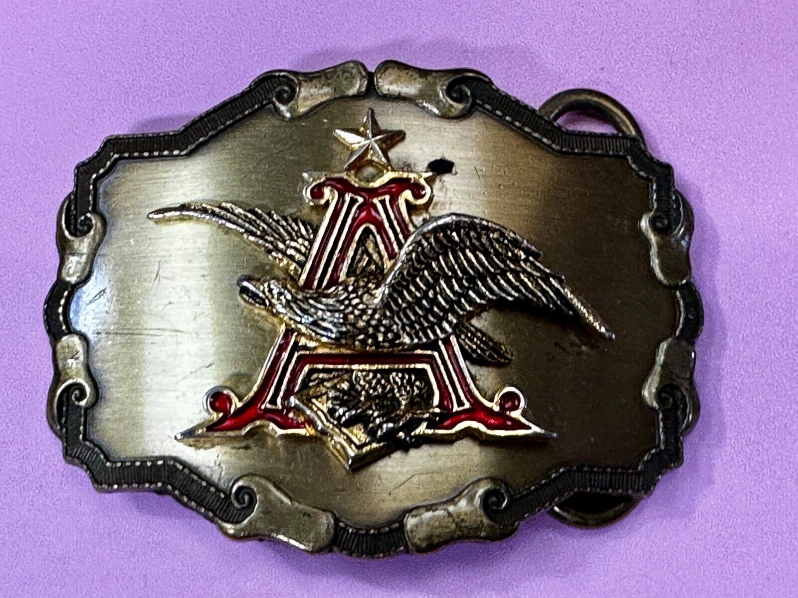 Anheuser-Busch Eagle Beer Co Vintage Western Framed Belt Buckle by Rain-Tree
