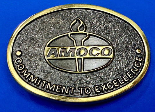 AMOCO Gas Fuel Oil - Committed to Excellence solid brass belt buckle by Jadco