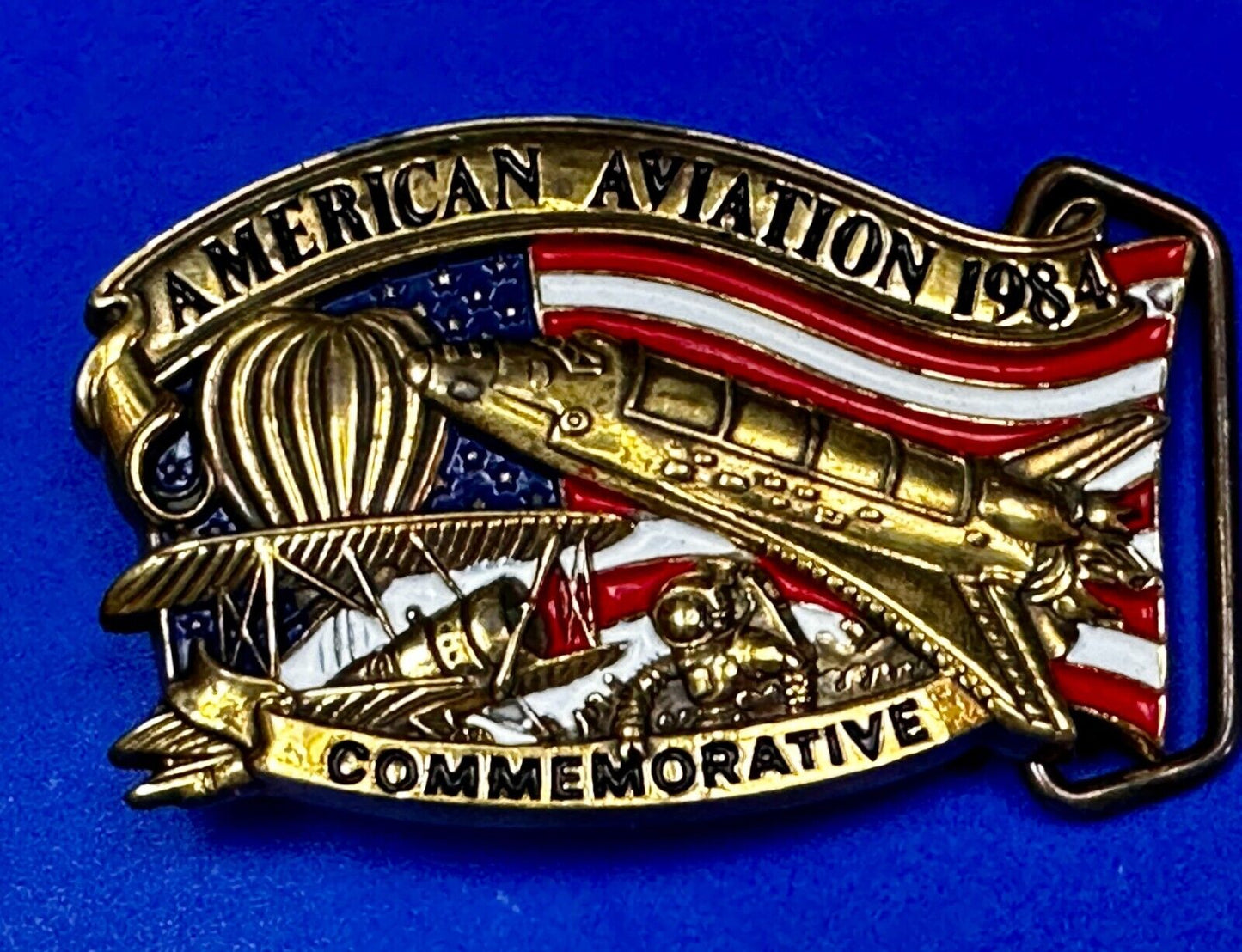 American Aviation Vintage 1984 Solid Brass Commemorative Belt Buckle by Baron