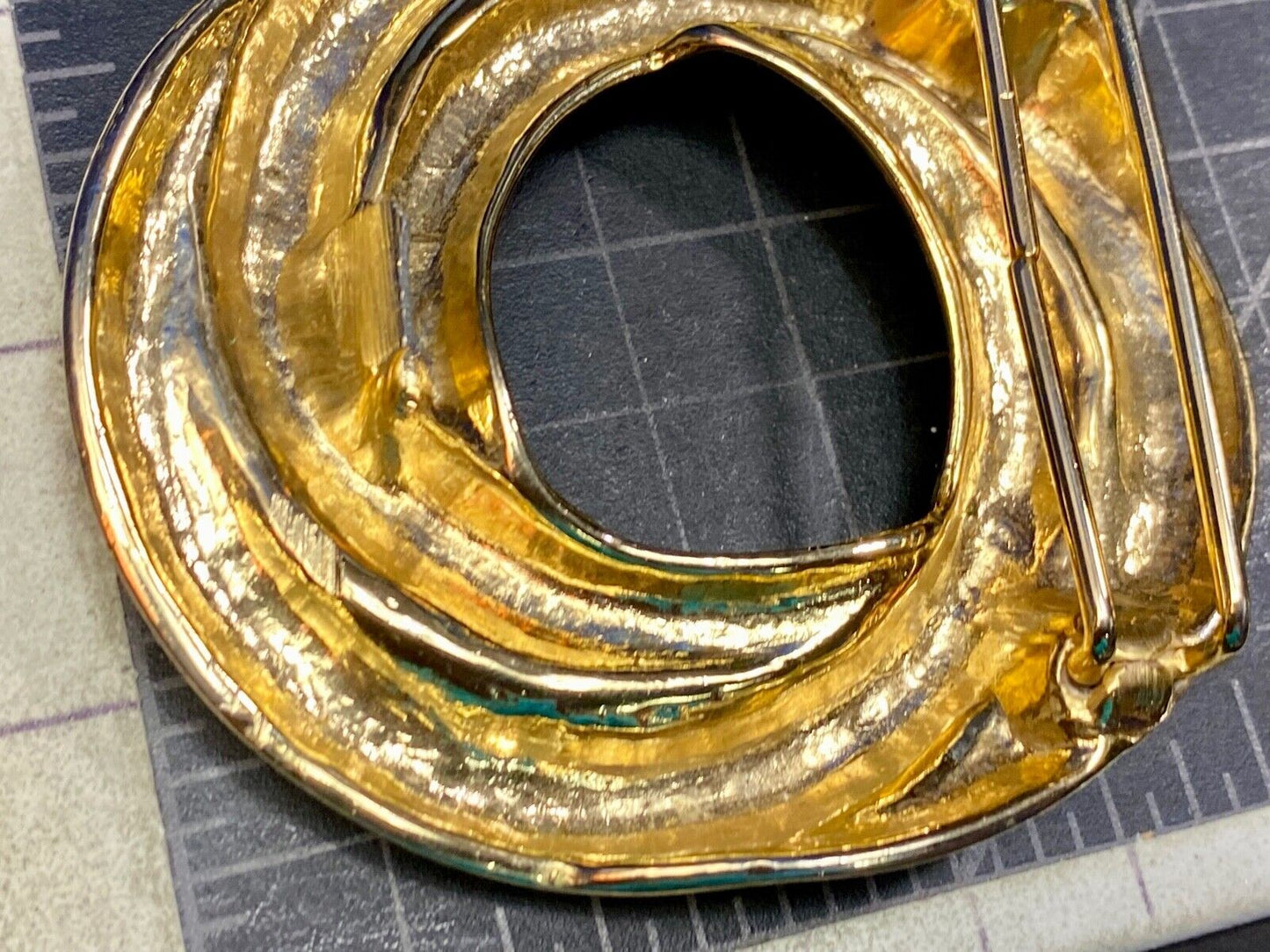 Vintage Gold Tone Multiple Stacked Rings Victorian Dress Belt Buckle 