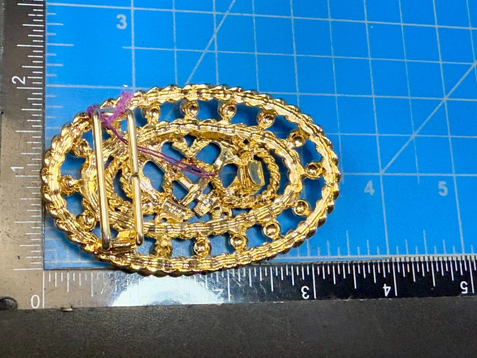 Anchor Rope Nautical Theme See-Trough Gold Tone 1987 Mimi Di N  Belt Buckle