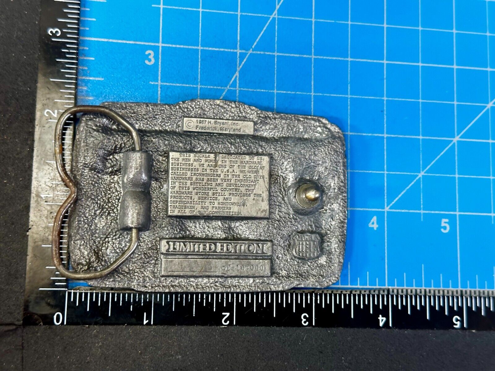 The Hardware Store - Quality Service Dependability Commemorate 1987 Belt Buckle