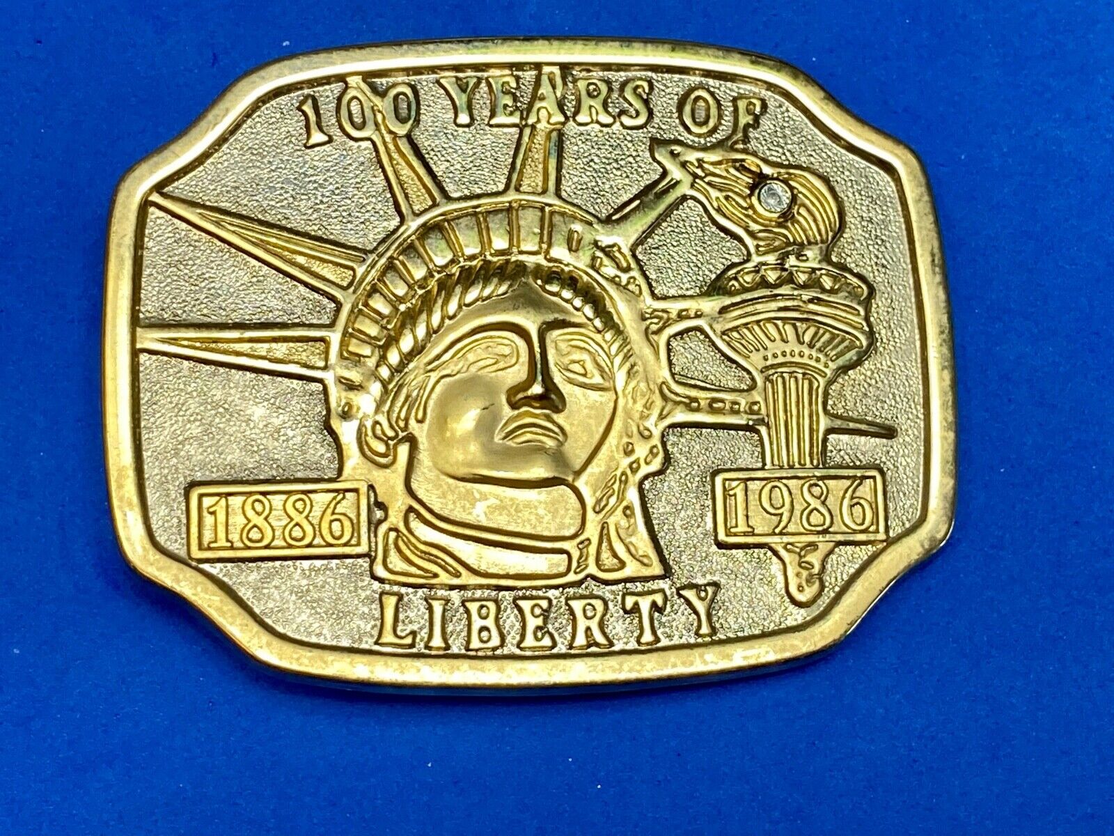 100 Years Of Lady Liberty - Nyc Iconic American Symbol Statue 1986 Belt Buckle 