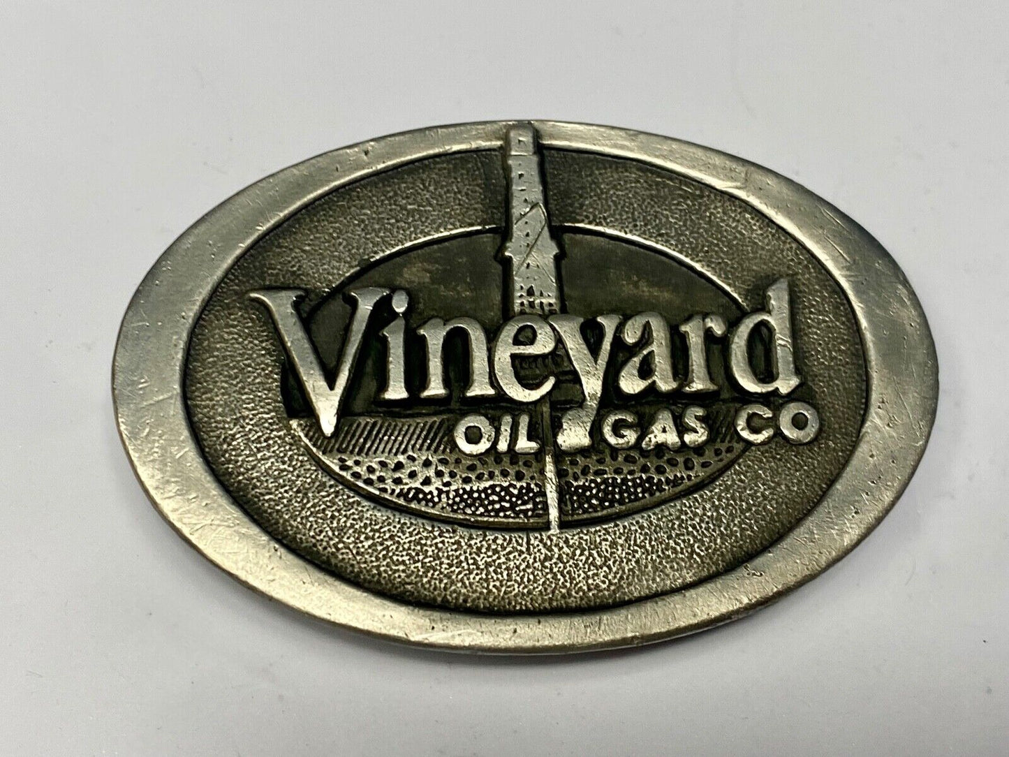 Vineyard oil pipeline rig gas company PA Promotional Advertising belt buckle 