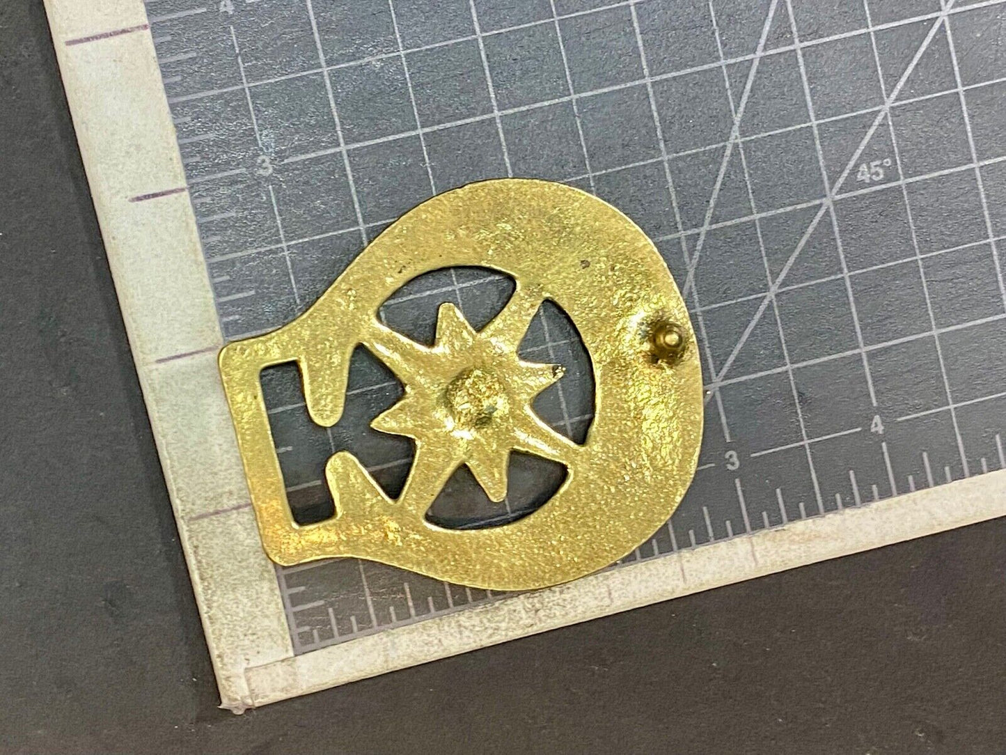 Vintage Horse Saddle Medallion Solid Brass nights STAR or cowgirls belt buckle!