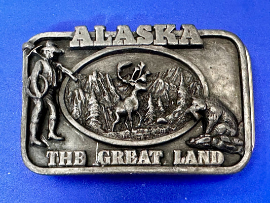 Alaska State The Great Land Last Frontier Wildlife Scene Siskiyou Belt Buckle