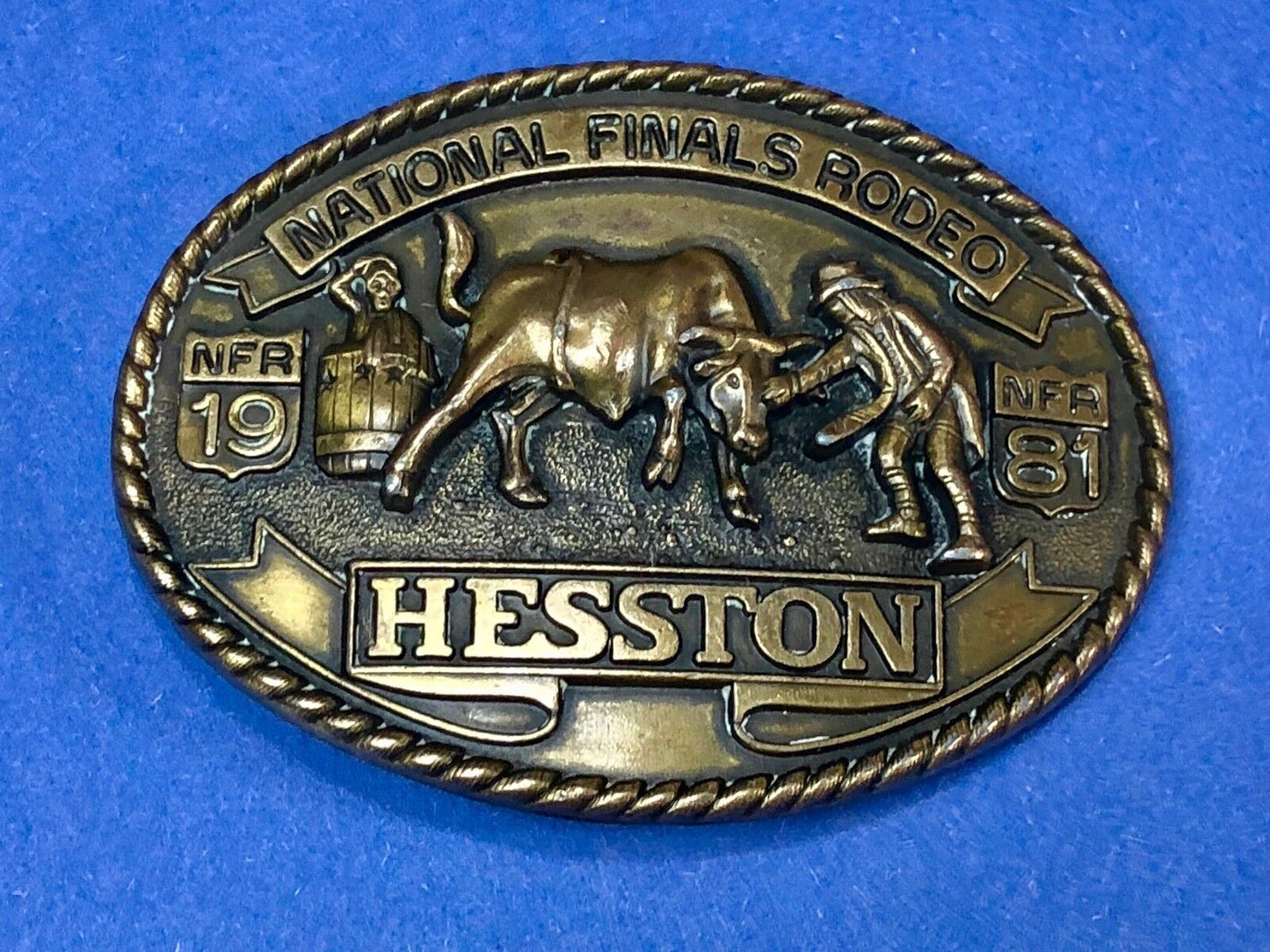 1981 Western Belt Buckle   NFR Hesston National Final Rodeo Cowboy Award 