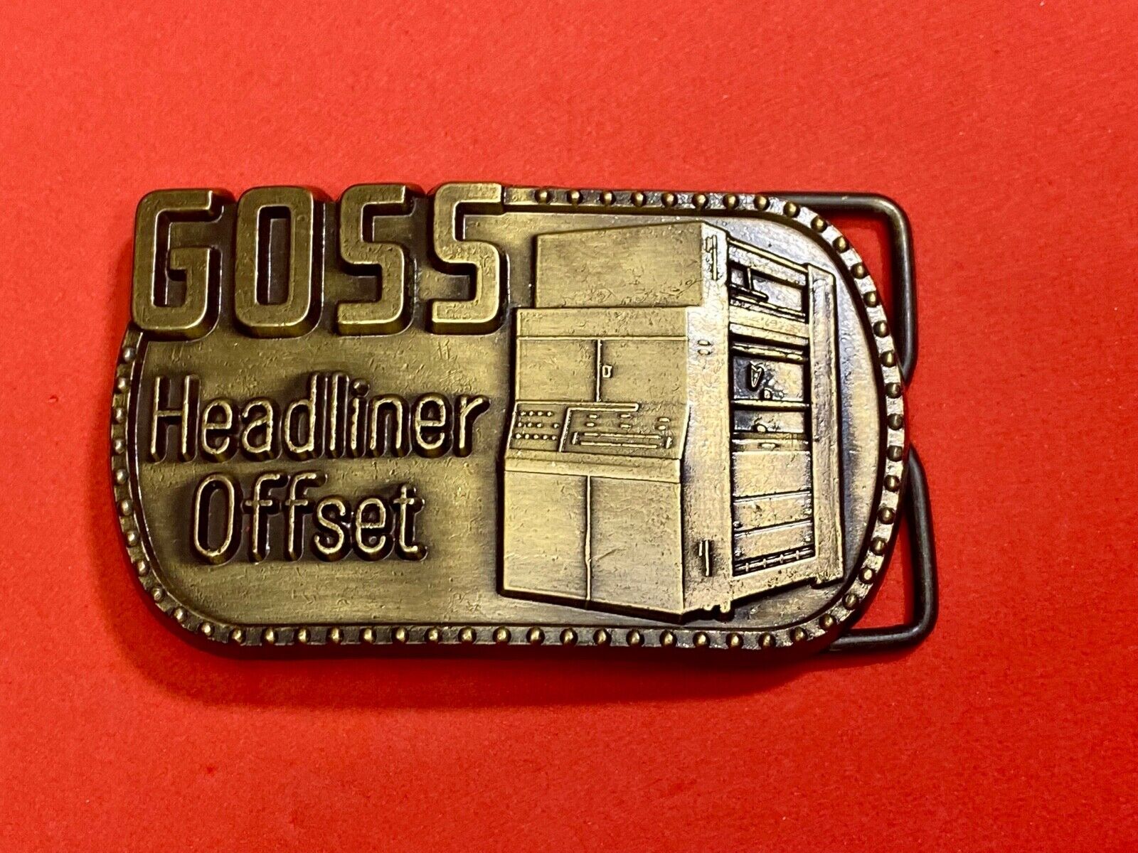 Vintage 1970S **Goss Headliner Offset** Advertisement Belt Buckle