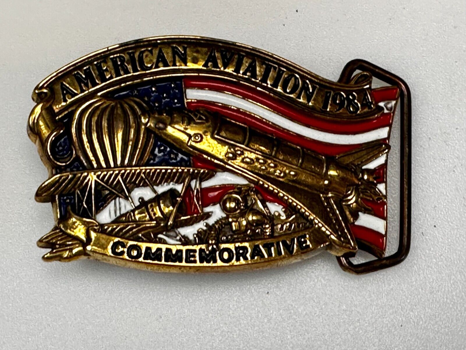 American Aviation Vintage 1984 Solid Brass Commemorative Belt Buckle by Baron