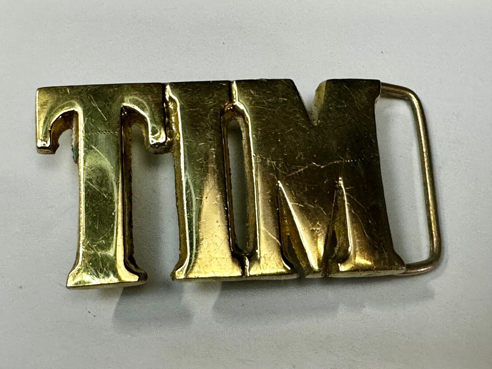 TIM Custom Name in cutout block letters solid brass belt buckle - Taiwan ROC
