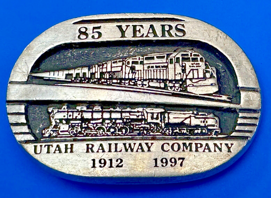 Utah Railway Co Vtg Train Railroad 85 Years - Gary Prazen Sculpture Belt Buckle