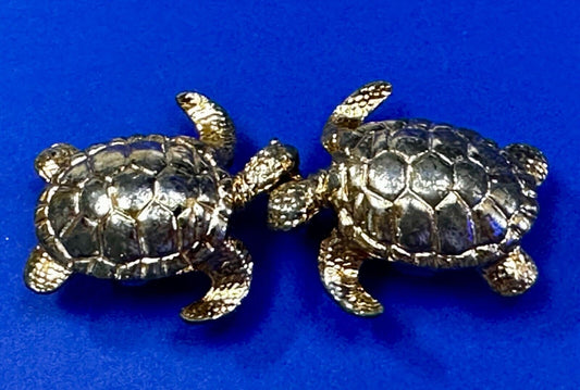 Turtle Tortoise Figural Two Piece Interlocking Gold Tone Vintage Belt Buckle