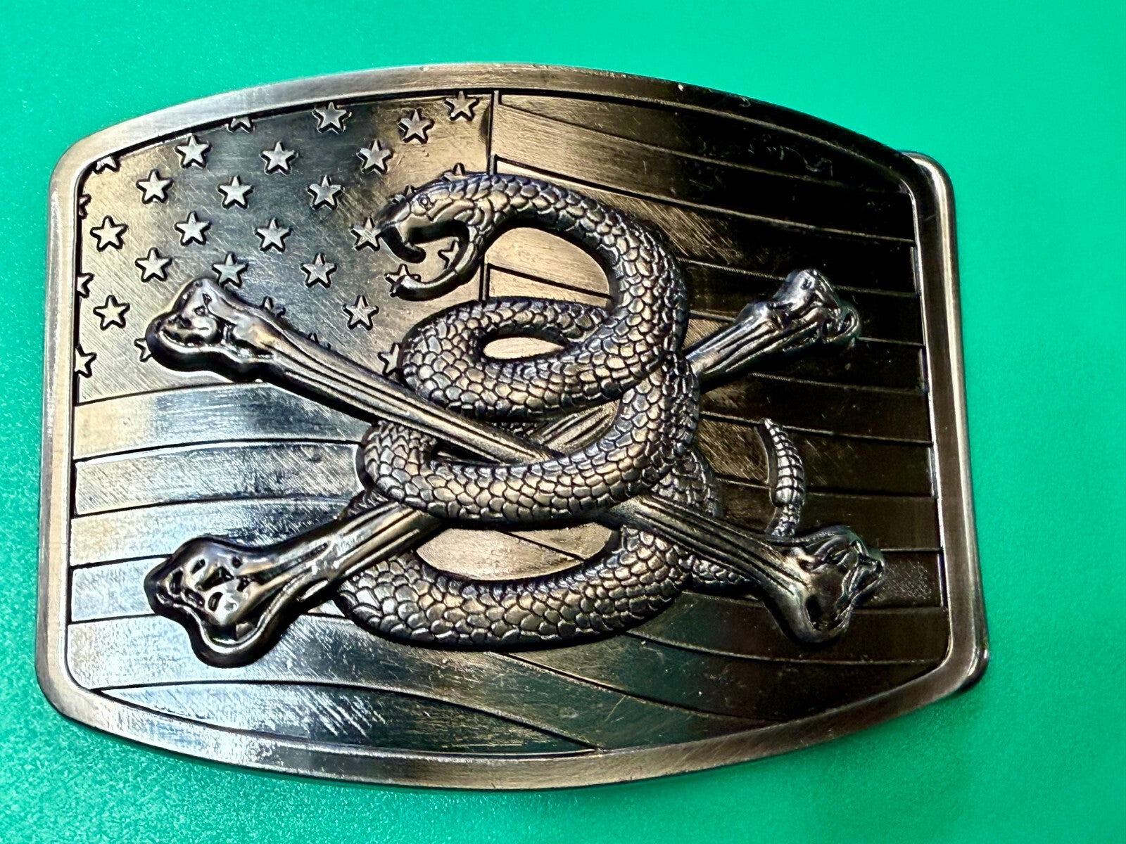 USMC Snake Crossbones Flag US Marine Corps Don't Tread on me Belt Buckle
