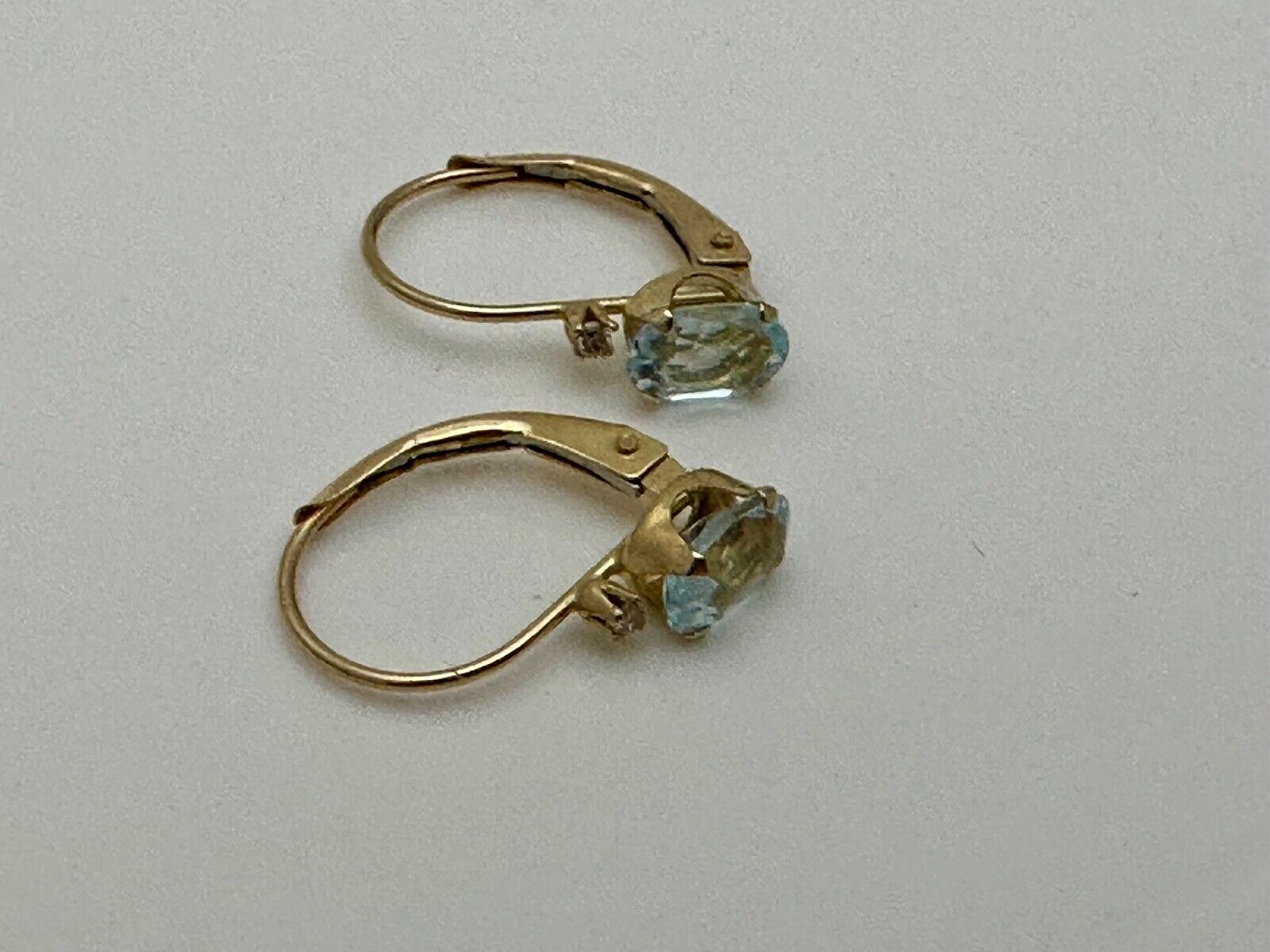 Vintage 14K Gold Ice Blue Topaz Earrings