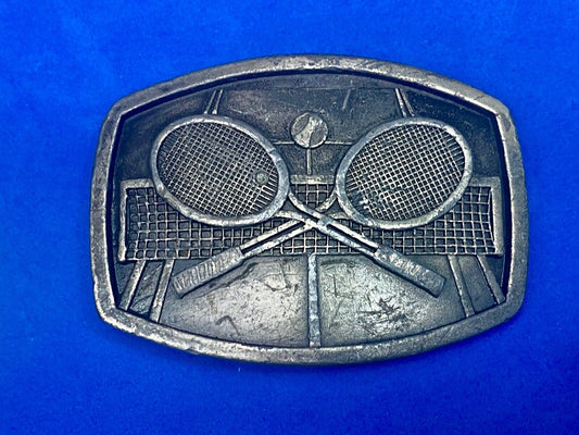Vintage 1977 Tennis Sport Racquet Racket Court Net Tennis Ball Belt Buckle 
