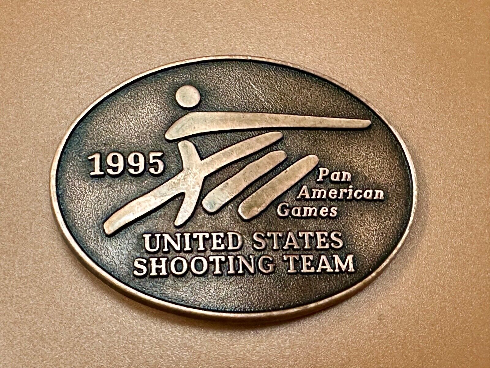 1995 United States US Shooting Team Pan American Am games belt buckle