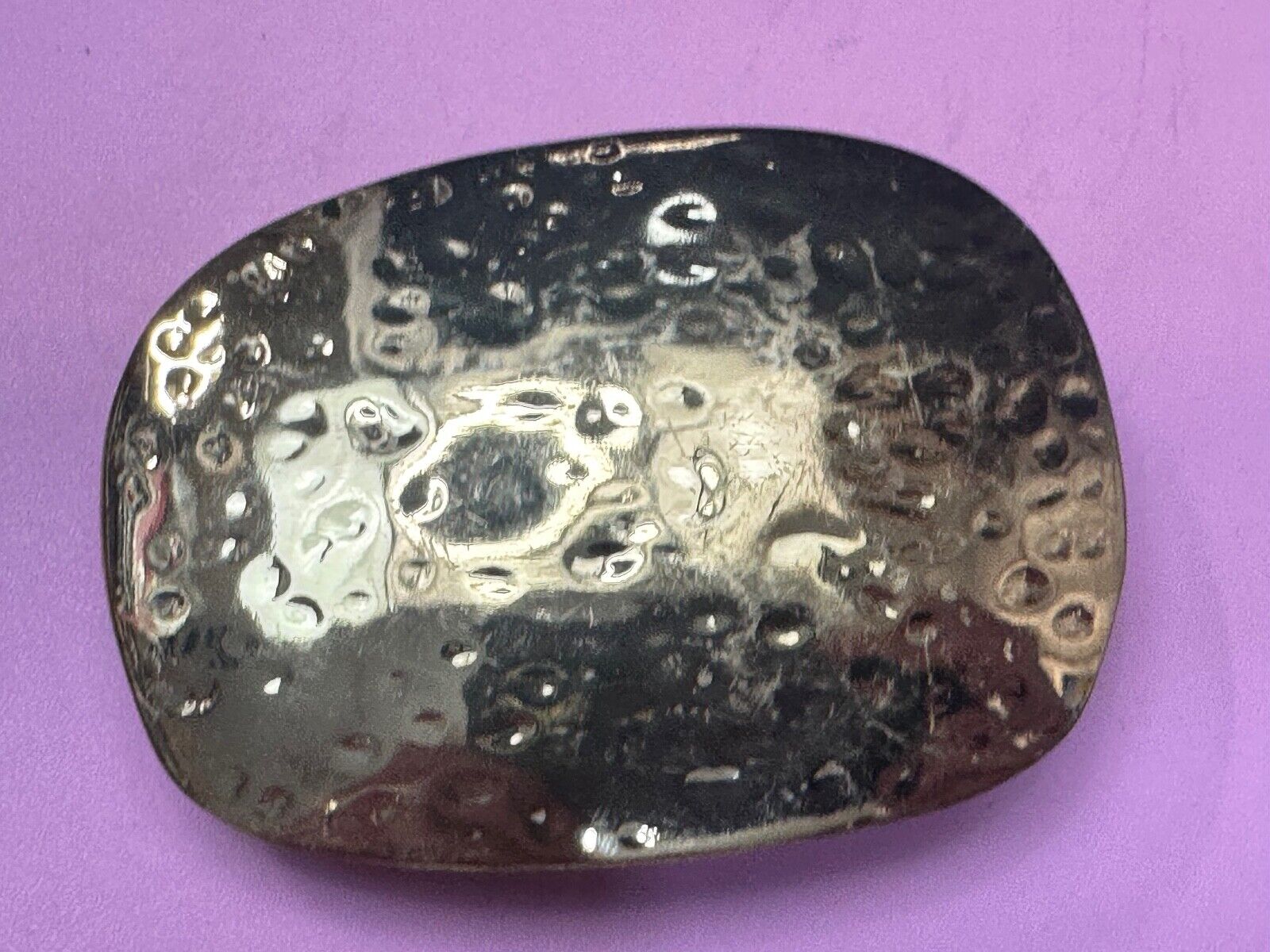 Vintage Hammered Brass Tone artisan Belt Buckle