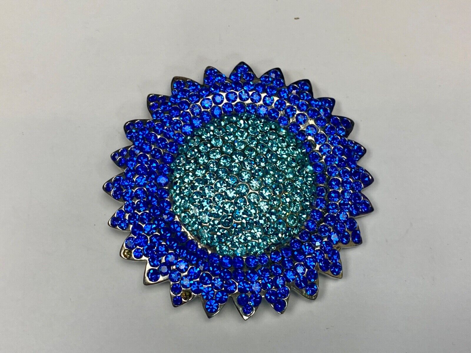 A Blue Green Sea Of Rhinestones - Starburst Cutout Belt Buckle