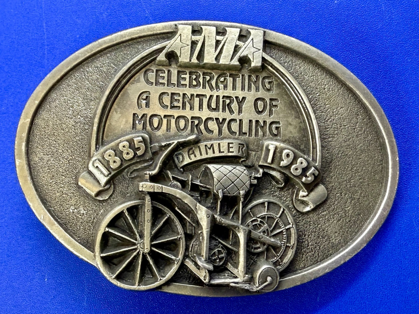 AMA American Motorcyclist Association A Century of Motorcycling Vtg. Belt Buckle