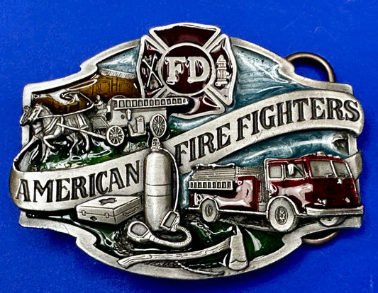 American Fire Fighters Ever Ready Ever Willing Vintage 1988 Siskiyou Belt Buckle