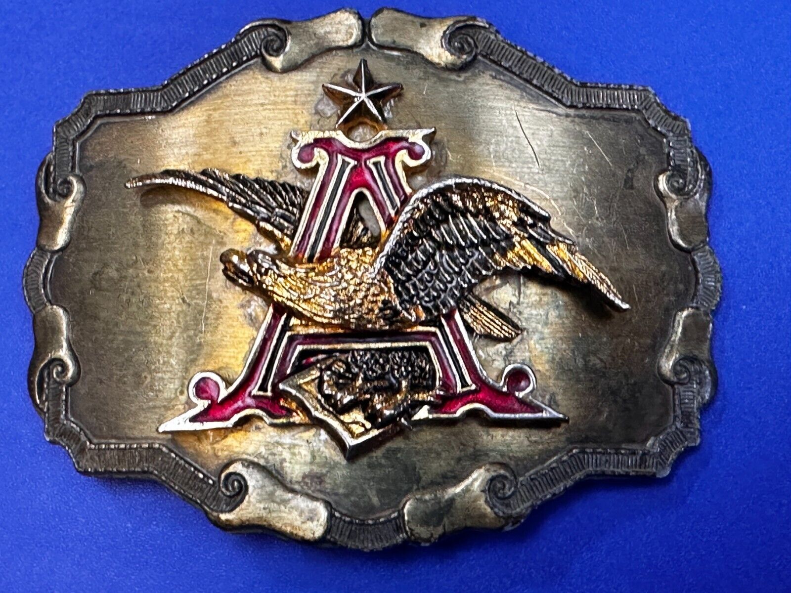 Anheuser-Busch Budweiser Beer Eagle Logo Vintage 1977 Raintree Belt Buckle
