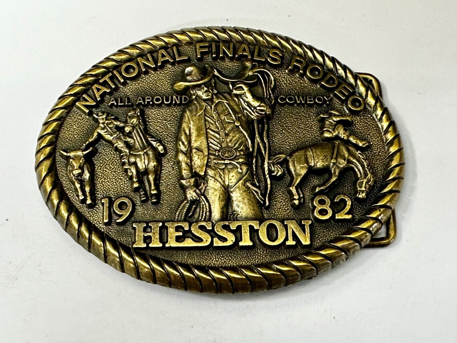 1982 Hesston National Finals Rodeo NFR Cowboys NOS Western Adult Belt Buckle