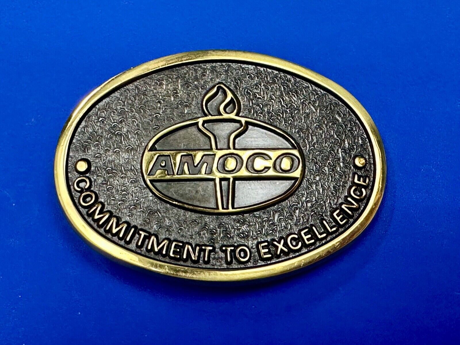 AMOCO Gas Fuel Oil - Committed to Excellence solid brass belt buckle by Jadco