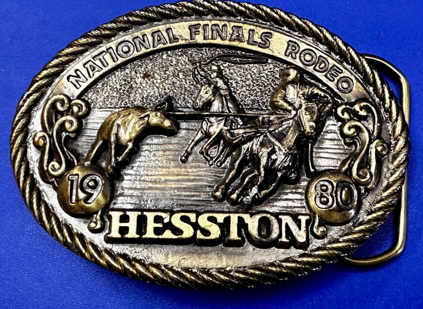 1980 Hesston NFR National Finals Rodeo Cowboys Western Belt Buckle