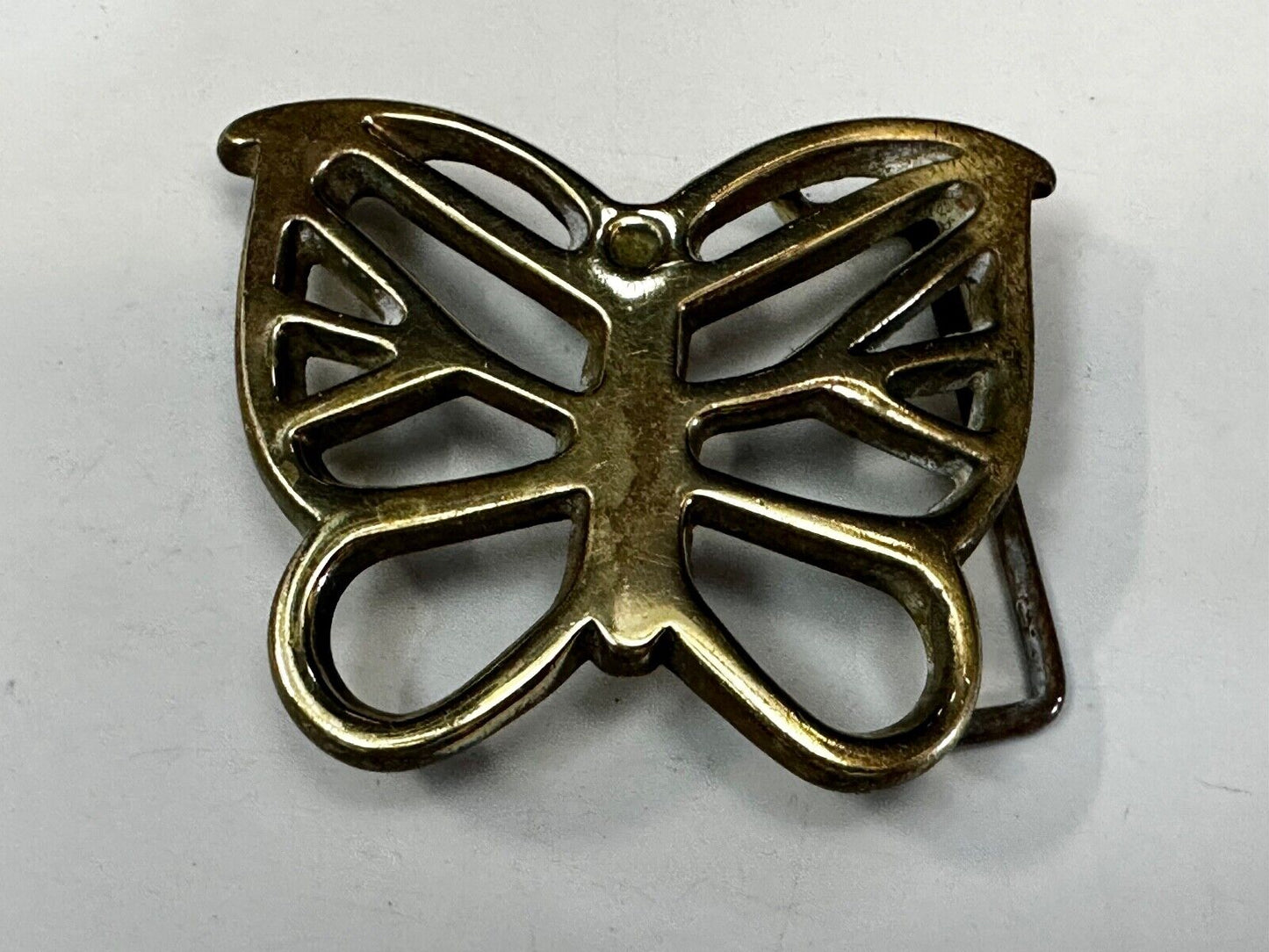 70s Butterfly Bug Insect Girl Kid Hippie Boho Animal Art Brass Vtg. Belt Buckle