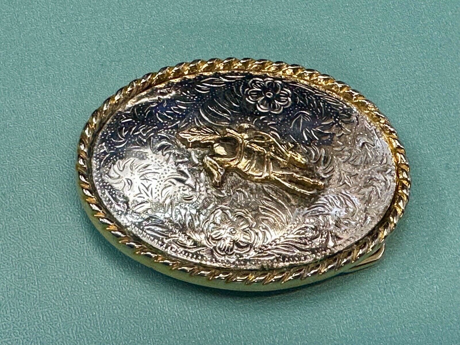 Vintage Ivan Cowboy Saddle Bronc western rodeo bull rider belt buckle
