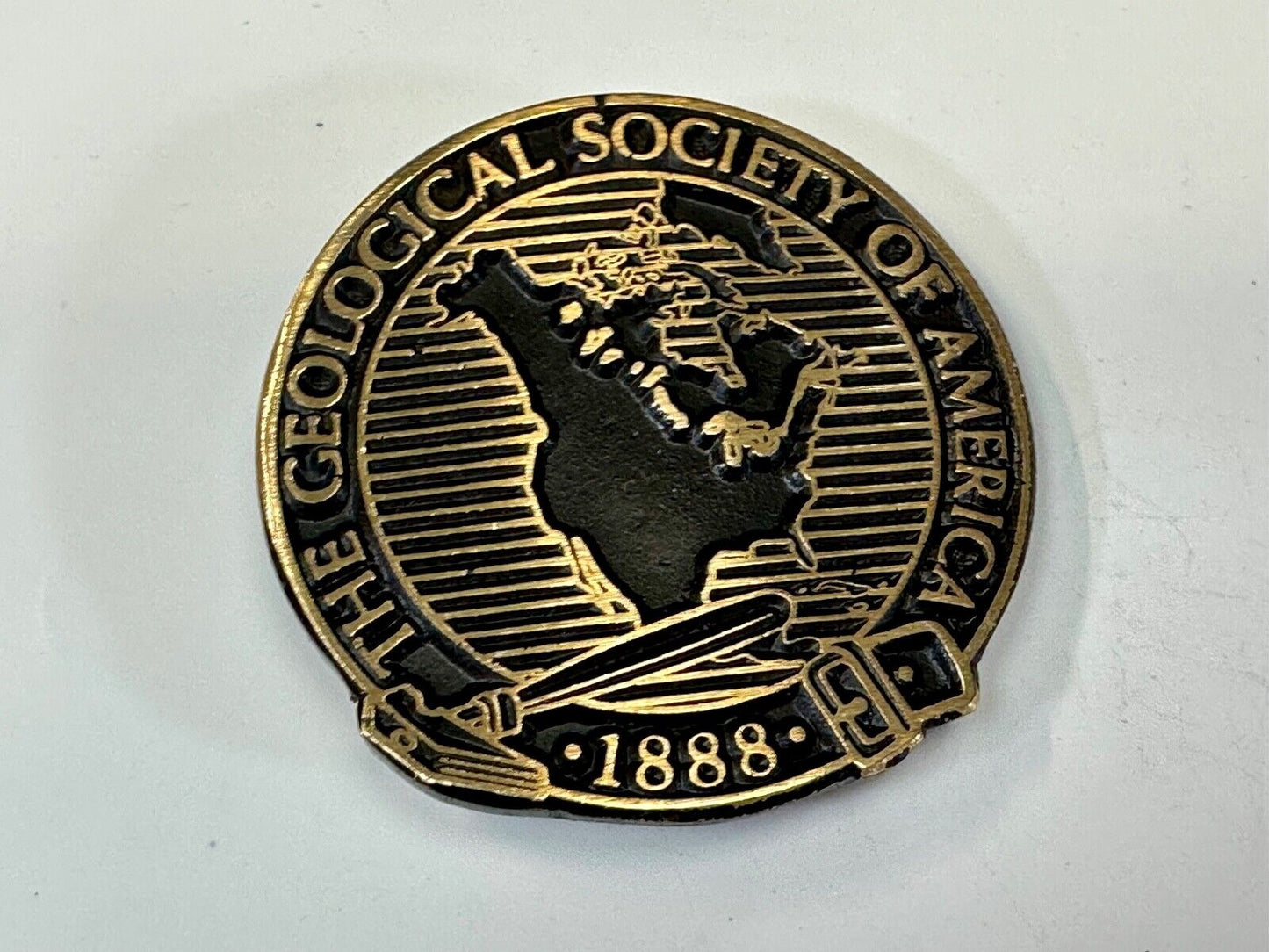 The Geological Society of America vintage solid brass round belt buckle