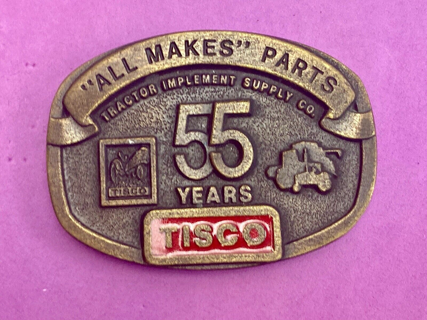 55 years Tisco Tractor Implement Supply Spec Cast Brass Belt Buckle series 2