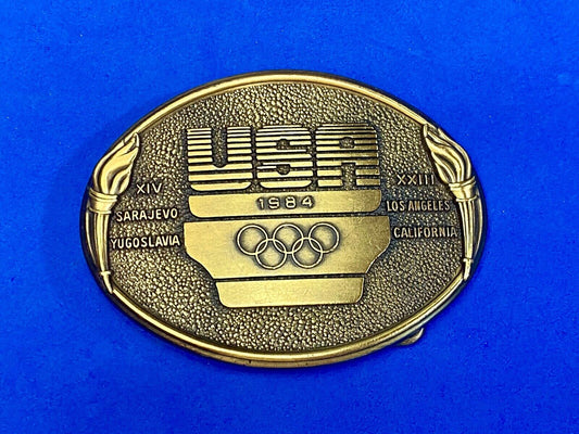 1984 Usa Olympics United States Olympic Committee Torch Logo La Ca Belt Buckle