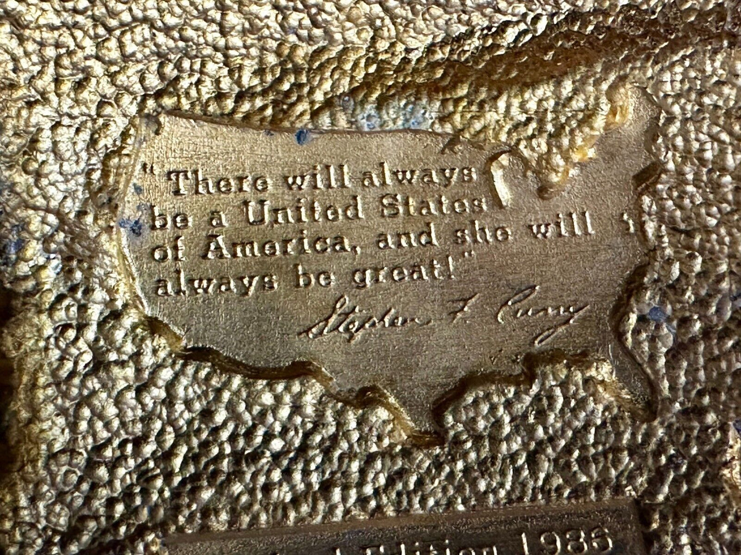 United States of America Liberty States Map Vtg 1986 Commemorative Belt Buckle
