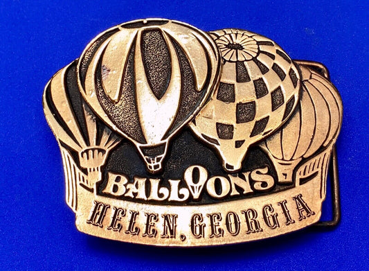 VINTAGE 70's HOT AIR Balloons Belt Buckle Helen Georgia Collectible Belt Buckle