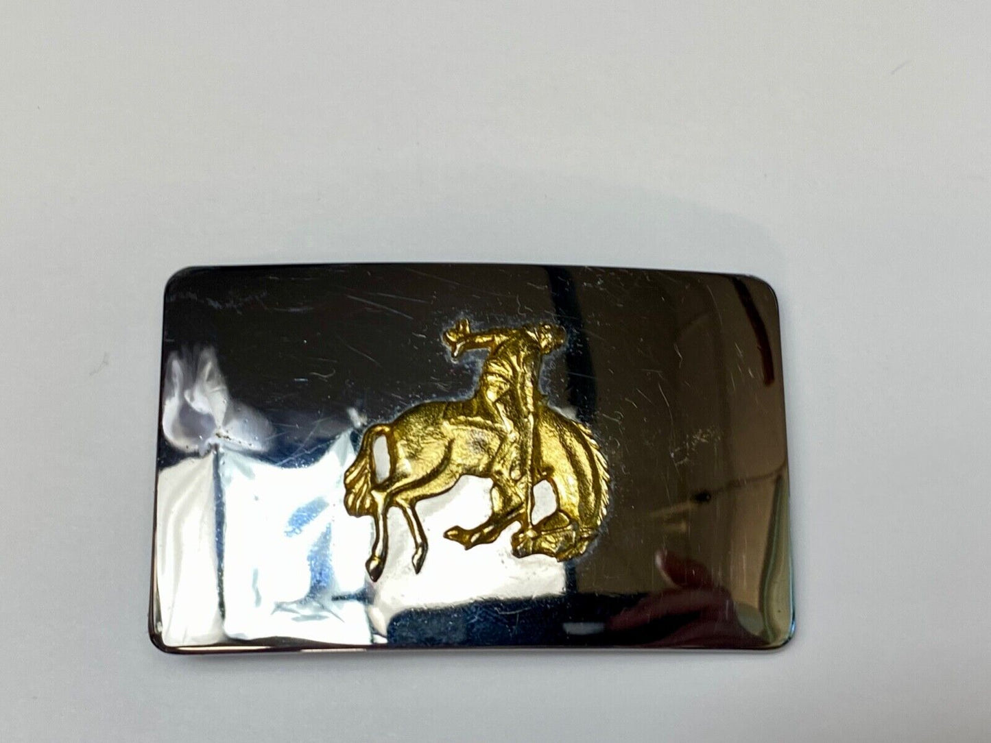 Vintage Lyn Tone Co Reflective  Saddle Bronc Rider two tone belt buckle