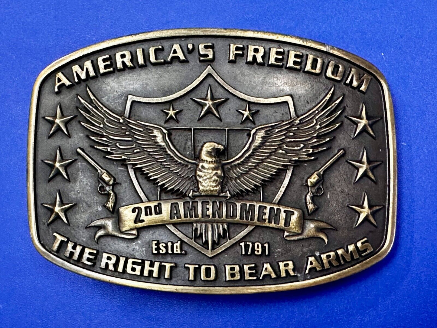 American's Freedom The Right To Bear Arms 2nd Montana Silversmiths Belt Buckle