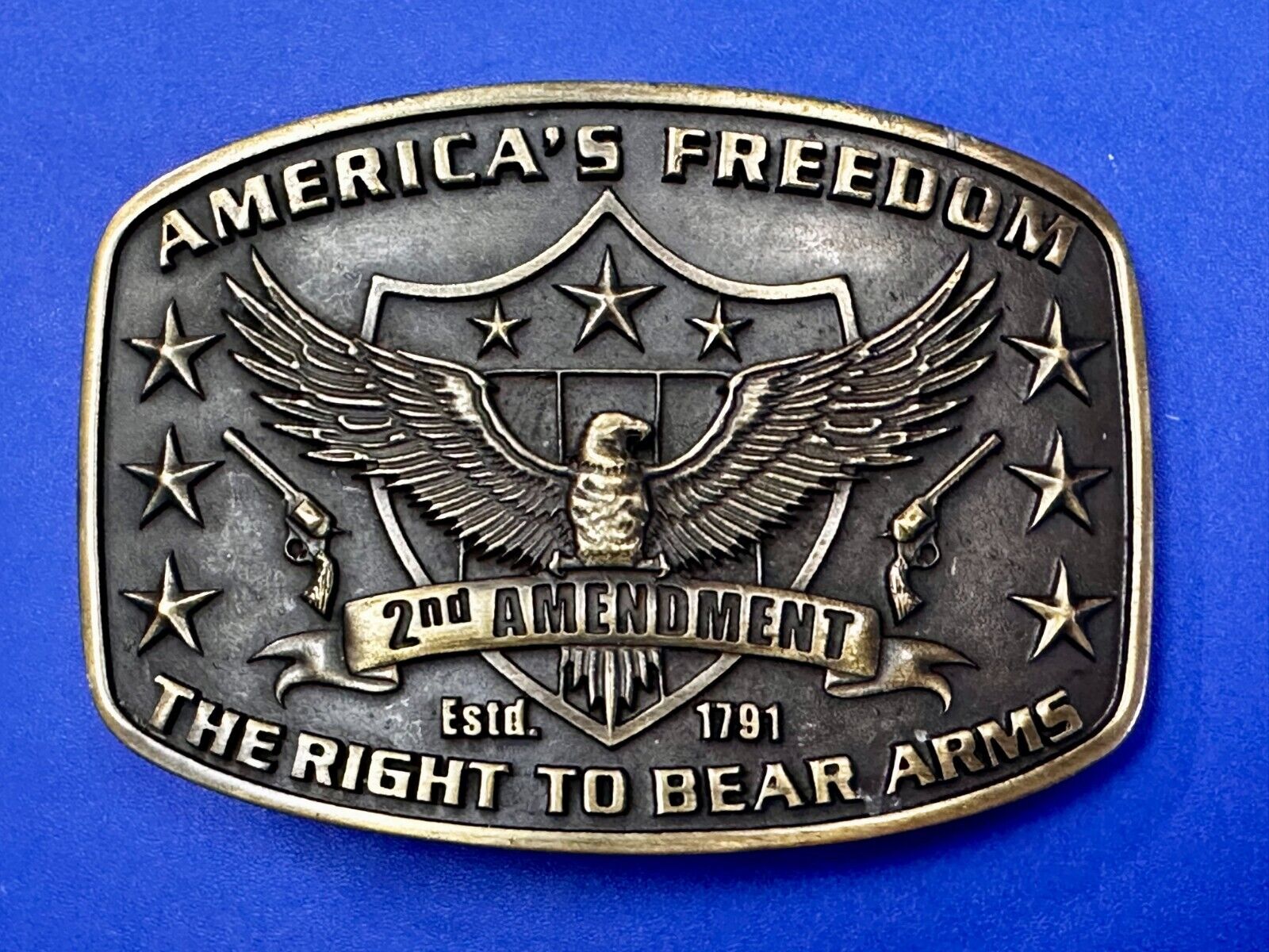 American's Freedom The Right To Bear Arms 2nd Montana Silversmiths Belt Buckle
