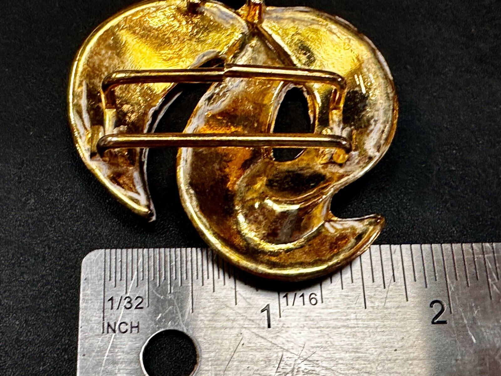 Two Piece Interlocking Swirl Pattern 4" Wide Gold Tone Vintage Belt Buckle