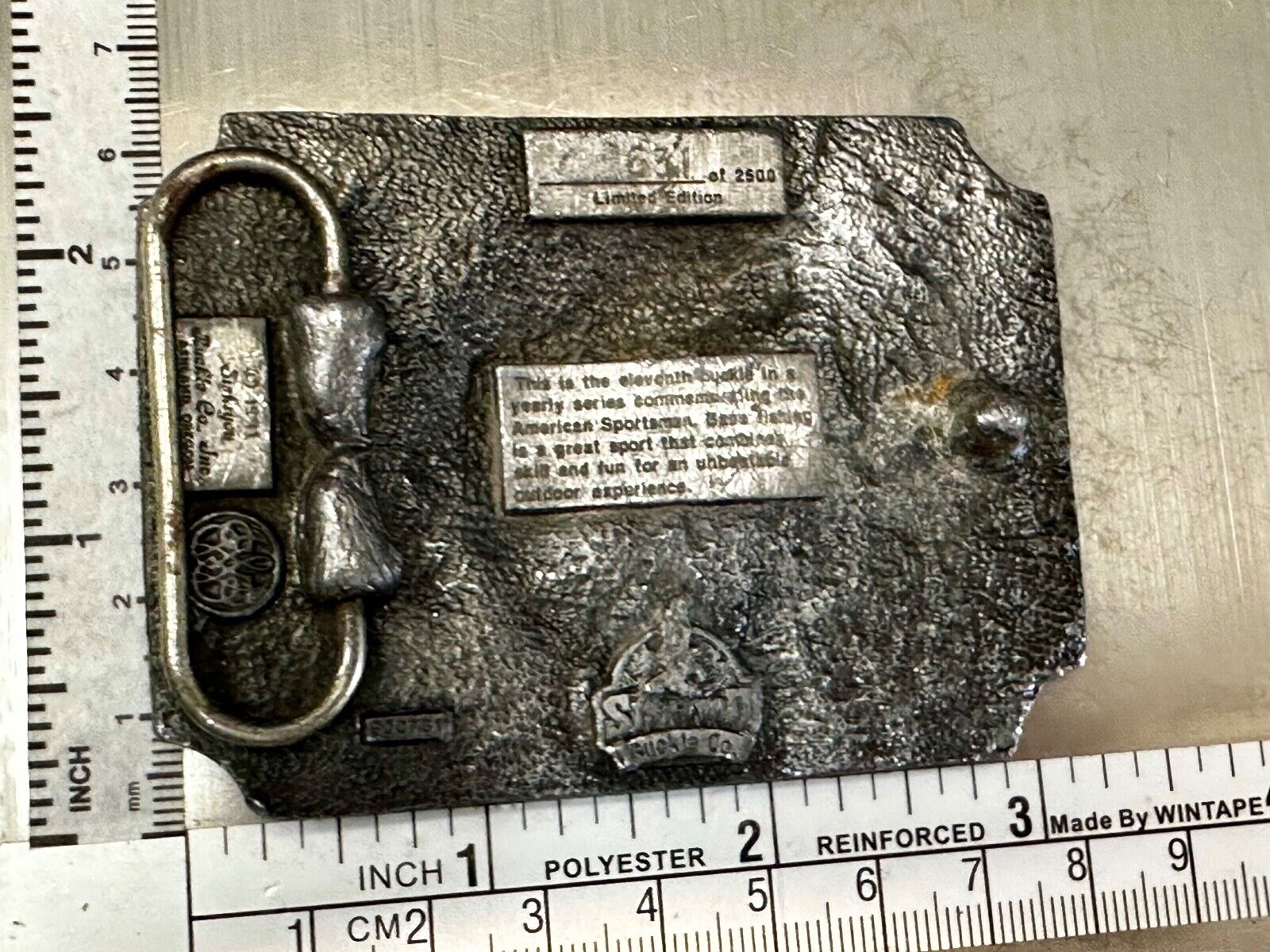 Bass Fishing - American sportsman 1991 Commemorative Vtg. Siskiyou Belt Buckle