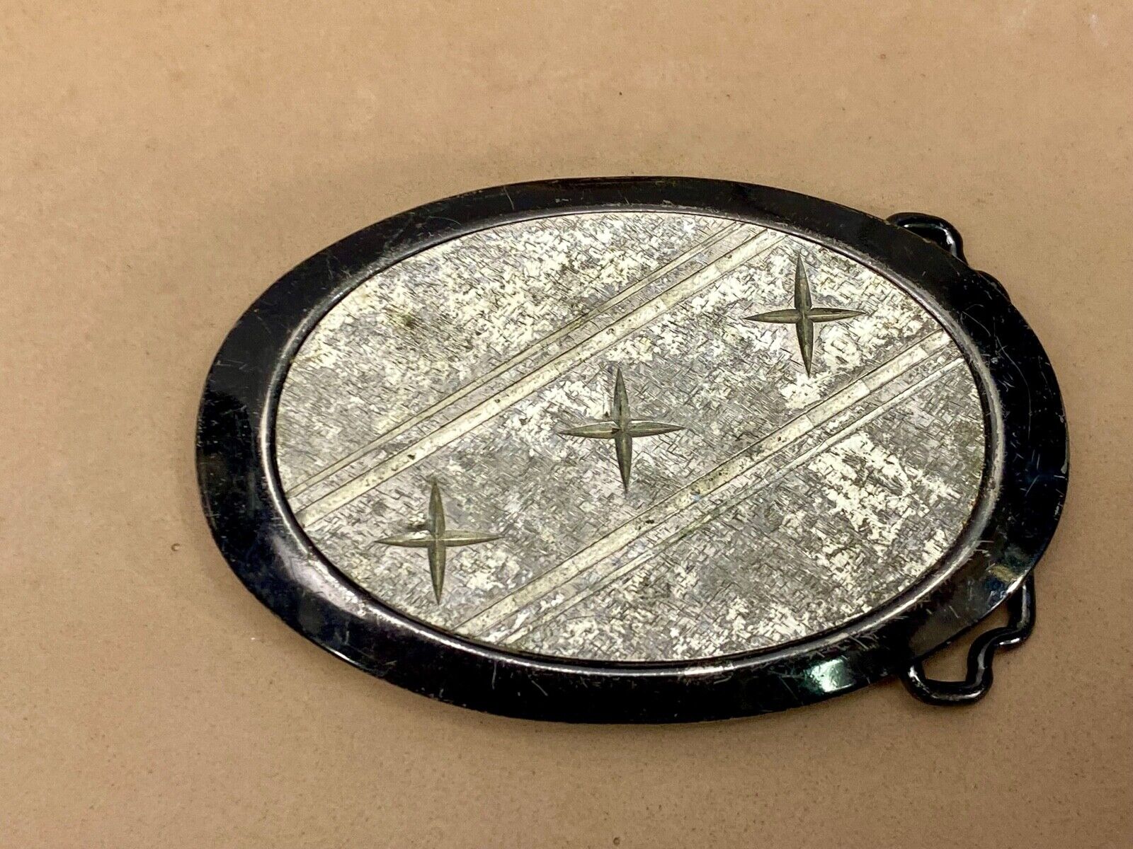 Three Stars - Star Light Star Bright Silver Color Oval Belt Buckle 