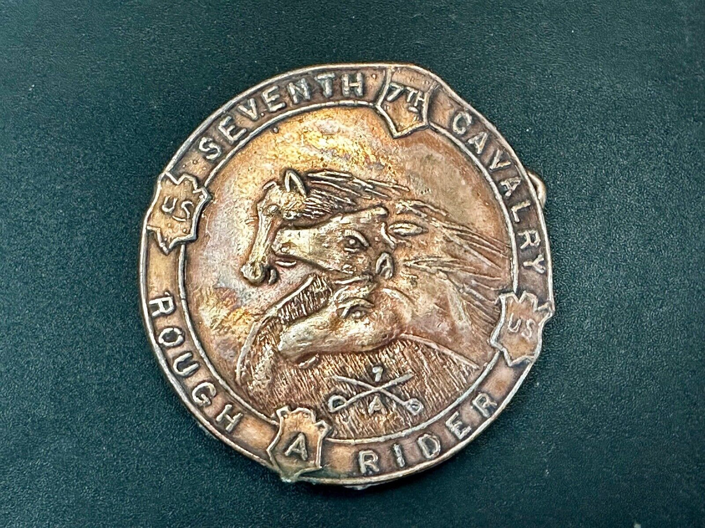 7th Seventh Cavalry Rough Rider Horse Head Vintage Belt Buckle